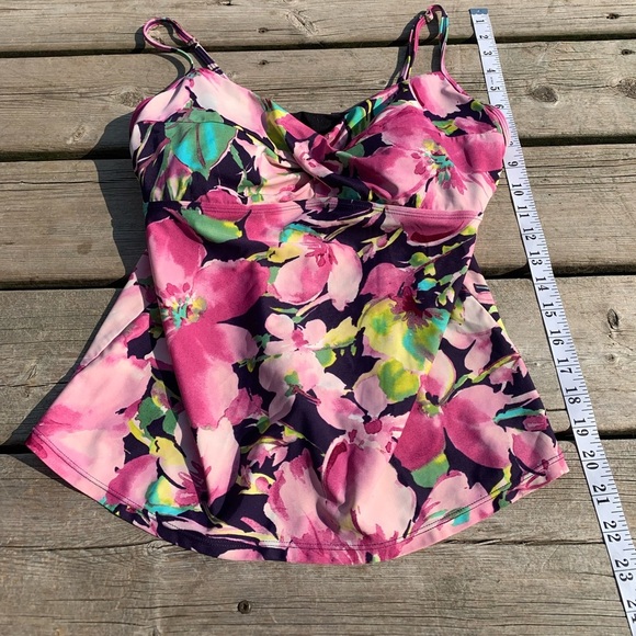 💙 Floral Tankini Top & Skirted Bottom Swimsuit - Size 16 - Picture 7 of 7
